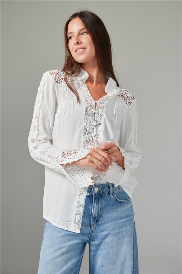 Camisa Zanett Broderie con Encaje